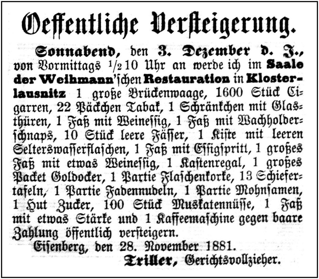 1881-12-03 Kl Versteigerung Weihmann